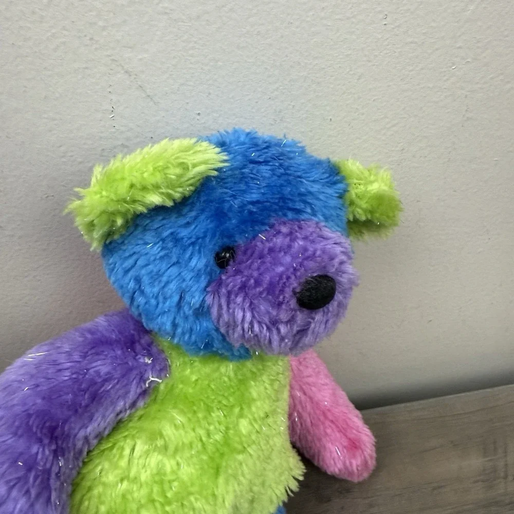 Vtg Swibco Cosmo Teddy Bear Plush Color Block Glitter 2000 Stuffed Animal HTF